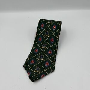 Tommy Hilfiger Mens Neck Tie 100% Silk Green Golfers Paisley Med In USA